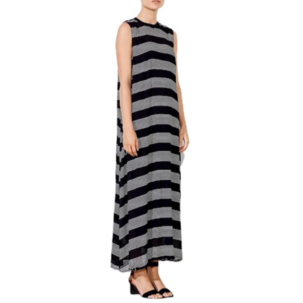 JUST Female Anthropologie Regina Striped Maxi Dress Size L Loose Relaxed Fit